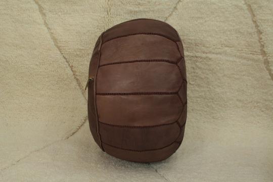 Moroccan pouf leather Brown tobacco