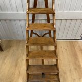 Late 19th century walnut library stepladder
