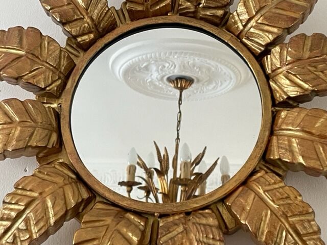 Sun mirror in gilded wood 1960