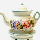 Polychrome porcelain tea pot with 20th century floral decoration