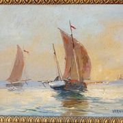 peinture a l'huile sur carton ( voiliers)
