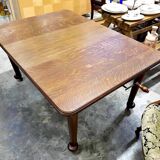 Table antique Anglaise sur roulettes en bois de chêne massif par Joseph Fitter (XIXe siècle)