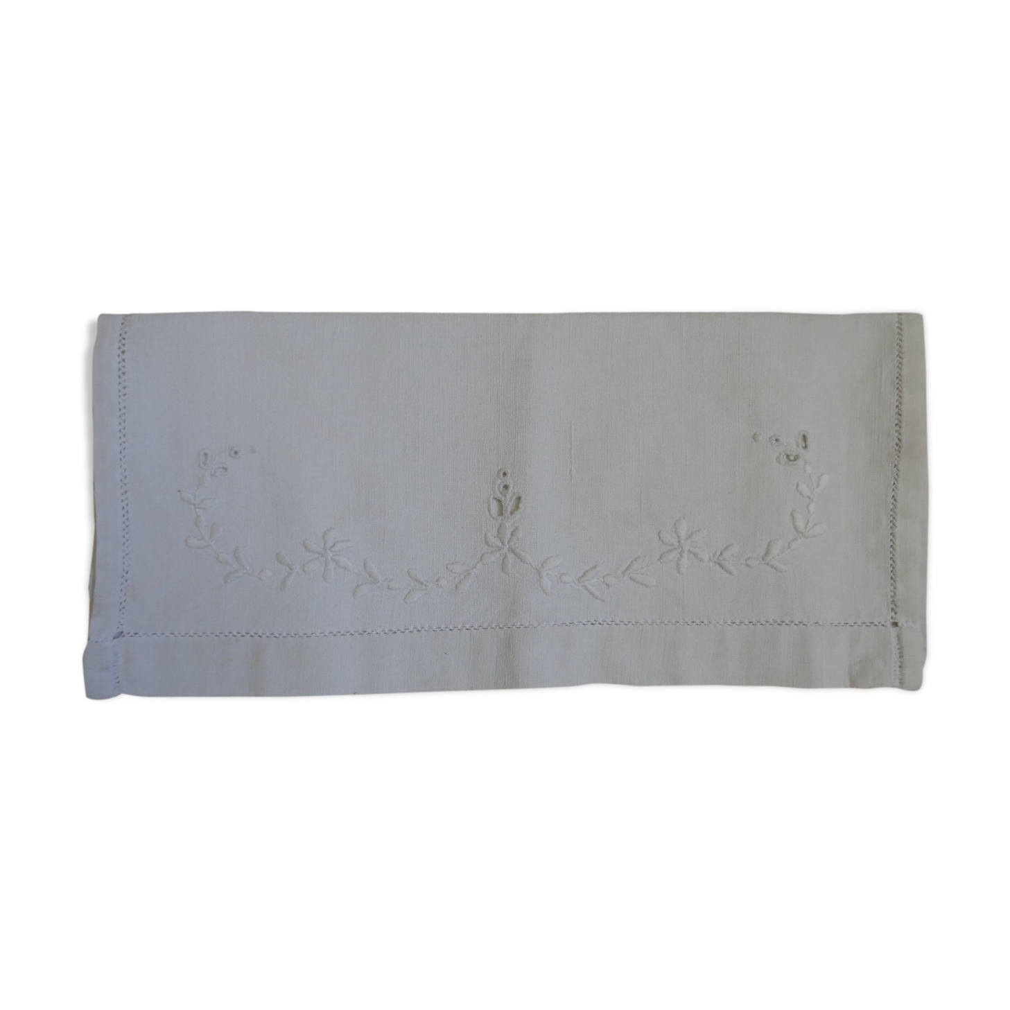 1950s embroidered linen towel holder