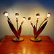 Paire de lampes florales en laiton, Mid-Century, années 1950-60