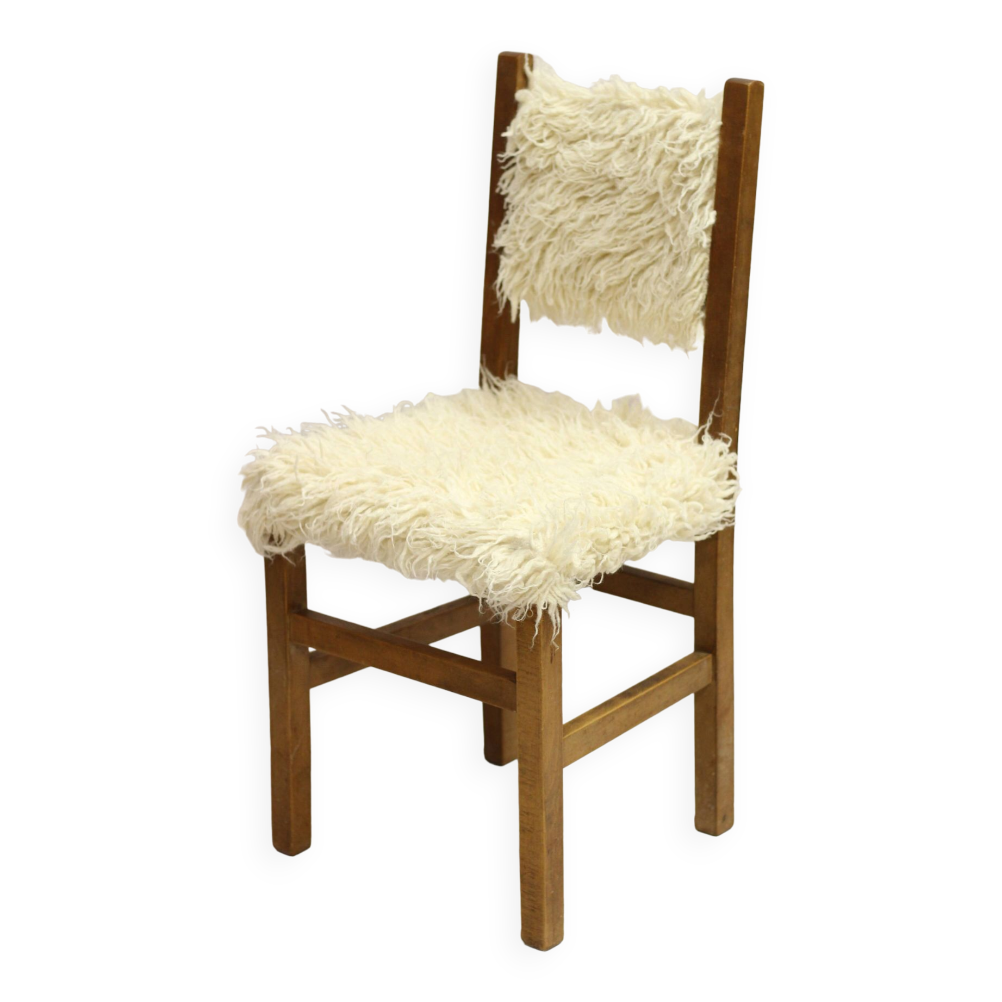 fur and wood chair