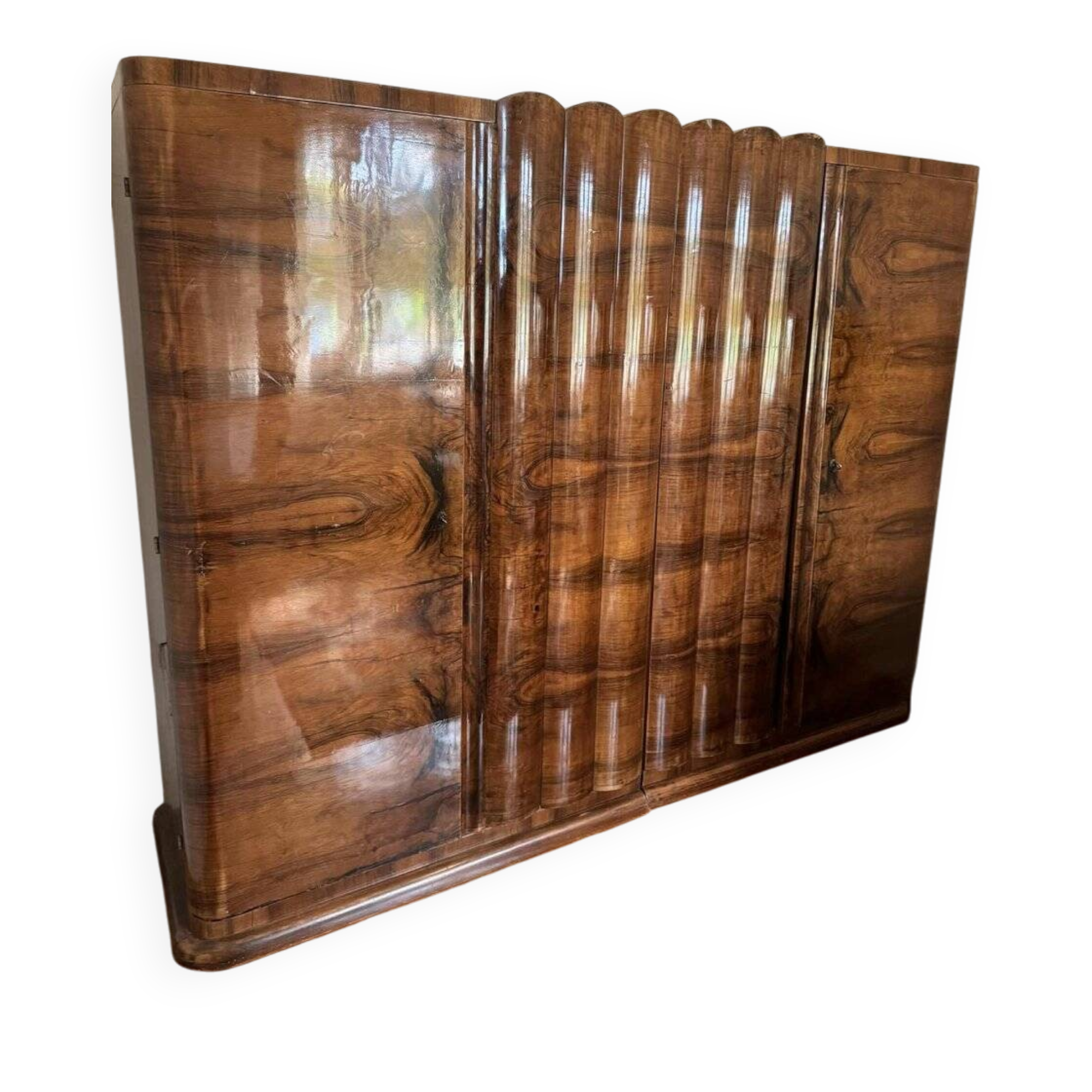 Art Deco walnut wardrobe, Central Europe, 1930s