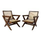 Lot de 2 fauteuils lounge Pierre Jeanneret PJ-SI-45-A X-Leg