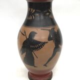Reproduction of a Greek Attic-style black-figure vase depicting warriors