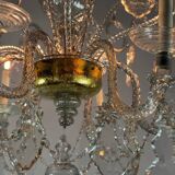 Liège lustre in blown glass and cut crystals, 6 light arms, 18th century