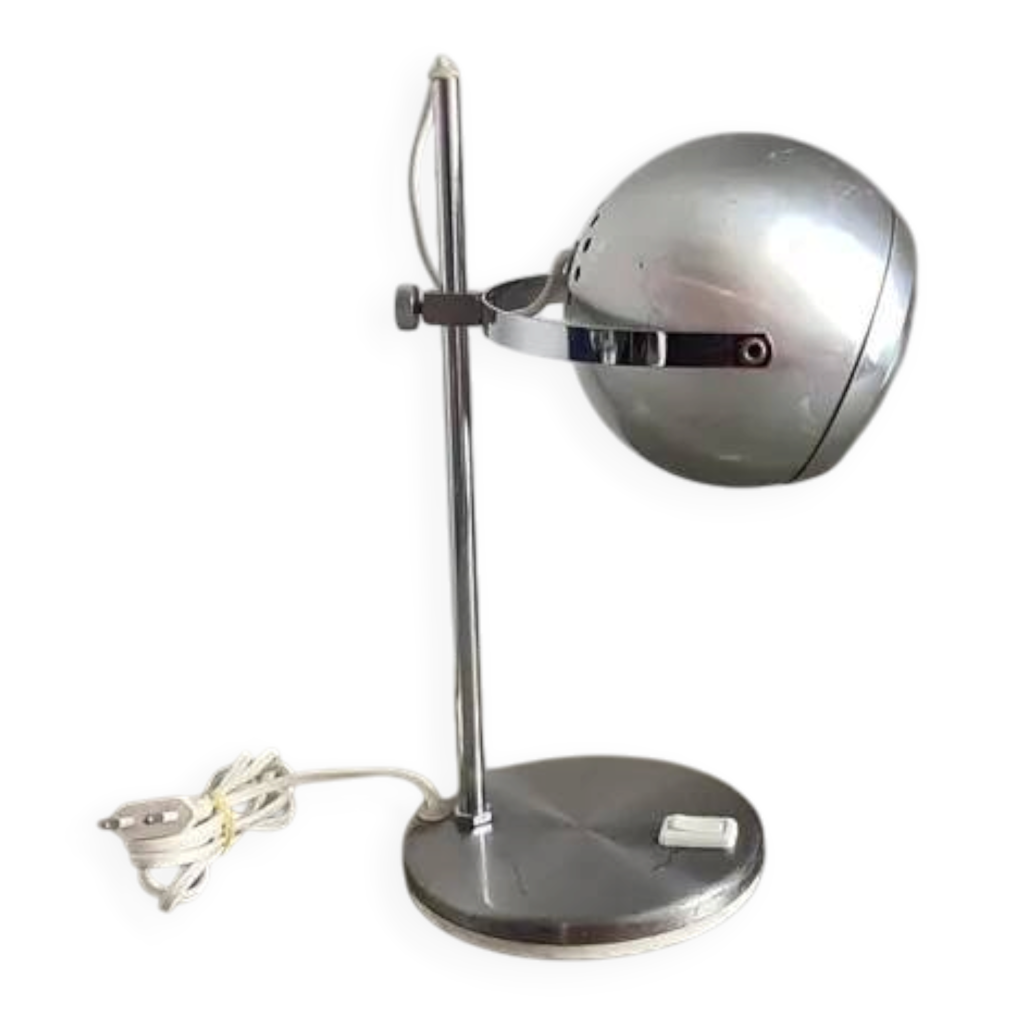 Mid Century Eyeball Desk Lamp, Space Age Table Light, brushed chrome
