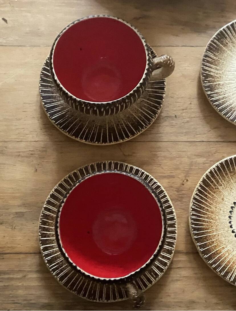 Mushroom-shaped earthenware service by Bruno Dose, vintage 1960s