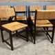 6 wooden vintage chairs dark wood rush