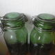 Lot of two old green jars