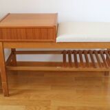 Entrance bench, Scandinavian modular telephone bench, teak, 1960