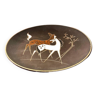 Ceramic and enamel plate, Ruscha Keramik, 1960
