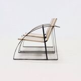 Set of 2 Post Modern Saddle Leather and Steel Armchairs 1970s