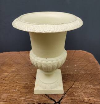 Cast iron garden vase cream white large