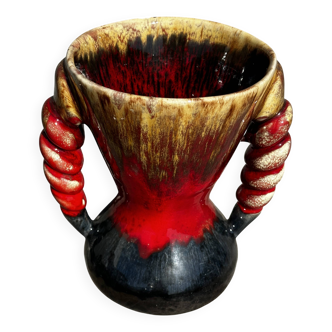 Vintage Ceramic Vase Vallauris signed JAC