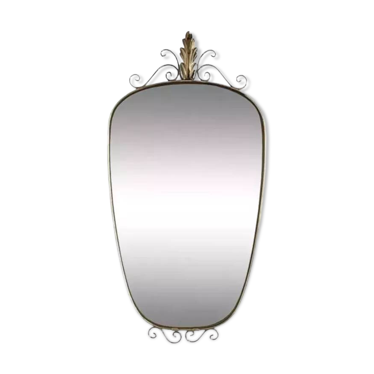 50s-60s freeform rearview mirror on brass frame