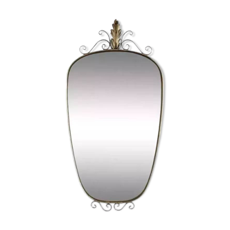 50s-60s freeform rearview mirror on brass frame
