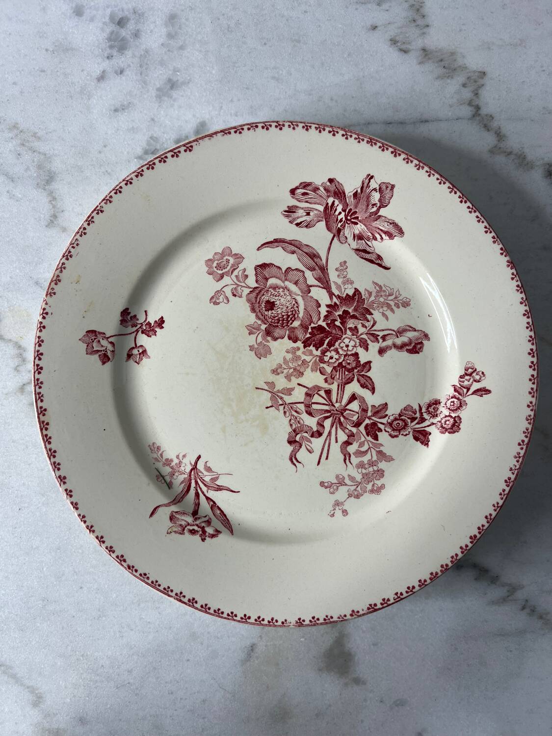 Set of 5 flat ironstone plates Sarreguemines Digoin