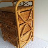 Dresser rattan blond 3 drawers years 70/80