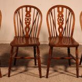 Set of 4 19th Century Windsor Wheelback Chairs