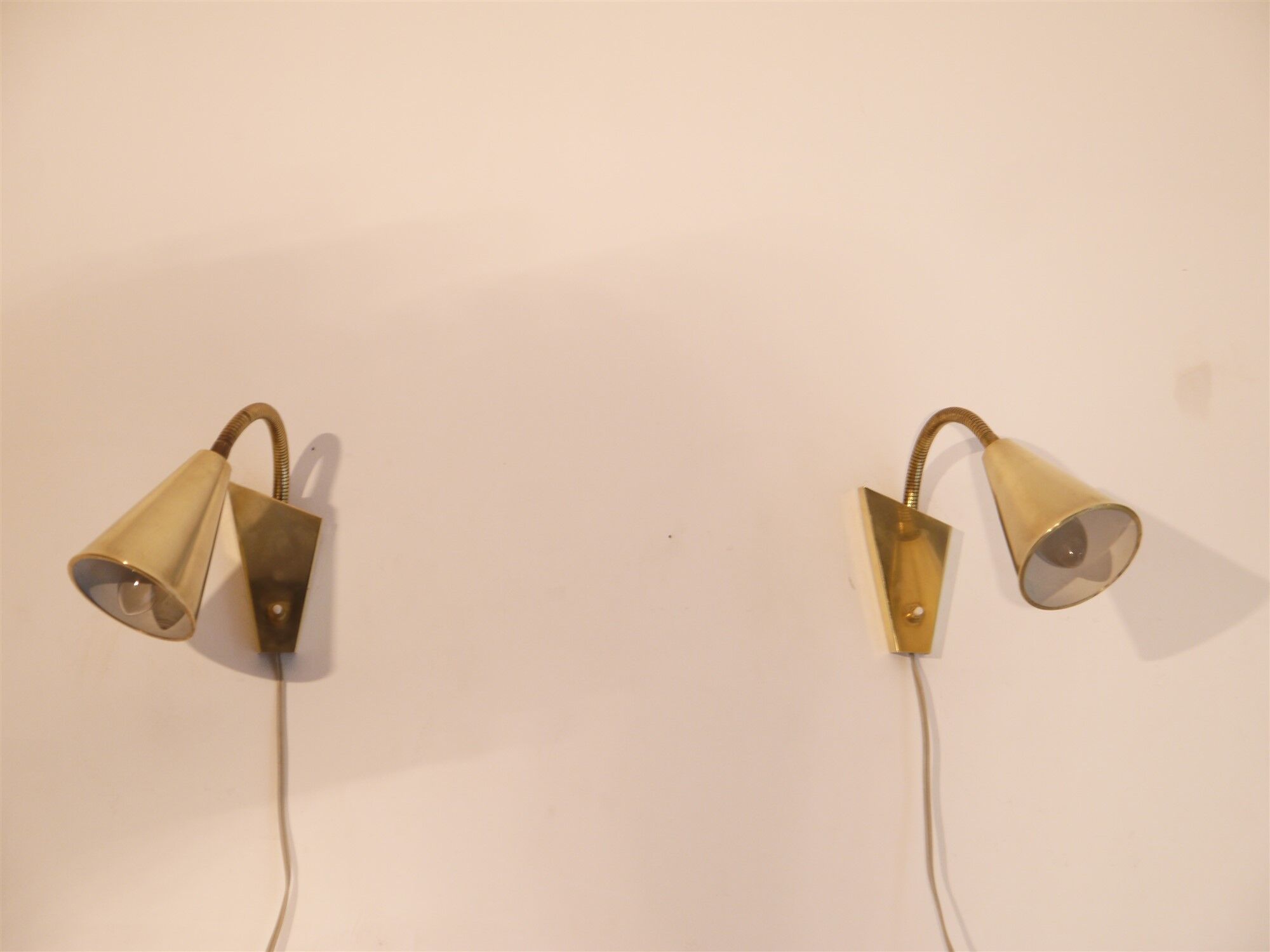 Pair of wall lamps brass 1960