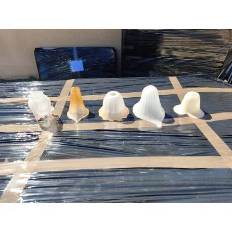 Set of 5 antique opaline glass tulips