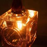 Japandi suspended glass lamp, vintage cubic bohemian glass lamp.