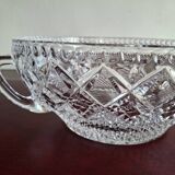 Large crystal bowl with 2 handles, diameter 23 cm, height 9.6 cm