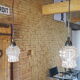 Pair of glass globe hanging lamps