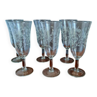 6 Luminarc Enghien champagne flutes from the 1950s/60s.