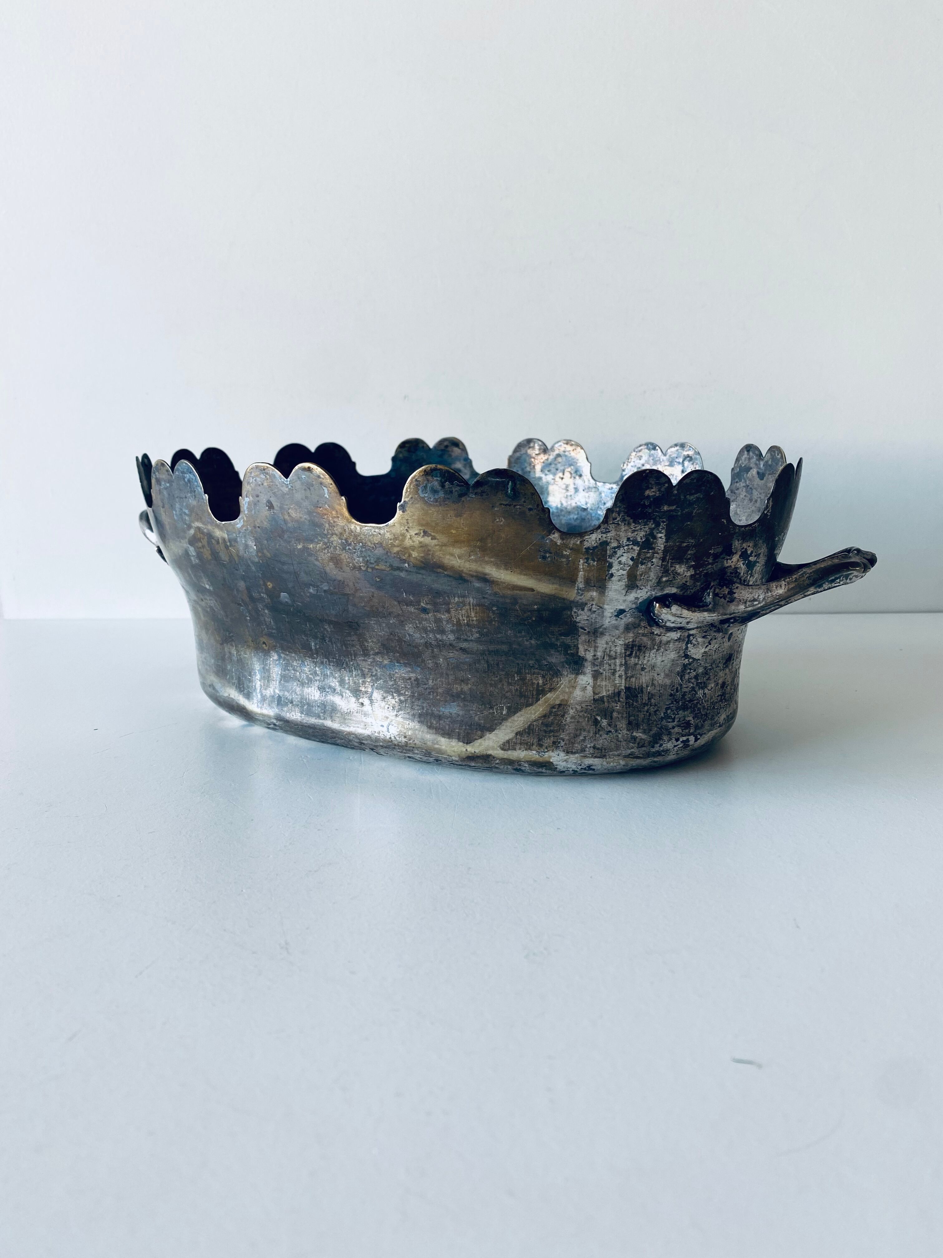 Silver metal flower pot or cover