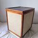 Burlap chest and varnished wood