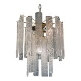 Murano Glass Chandelier With Hammered Strips ”Listelli” by Simoeng
