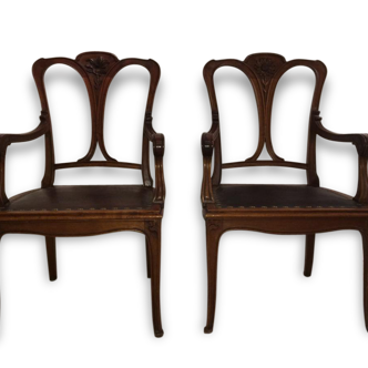 Pair of carved oak chairs