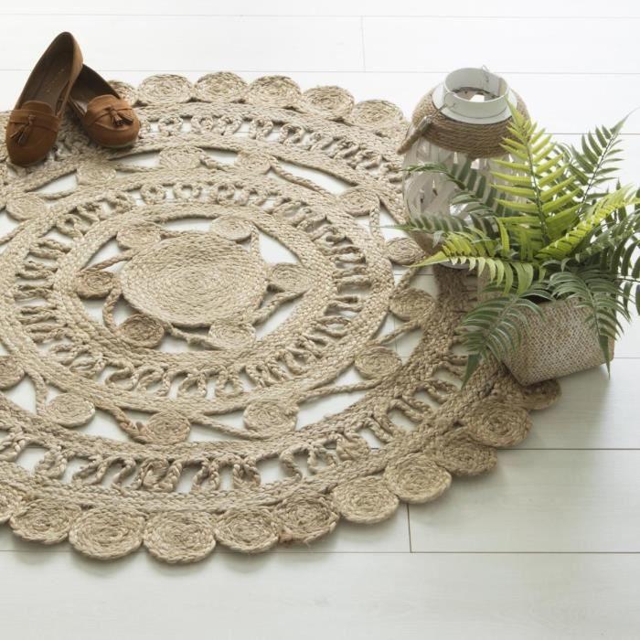Bohemian carpet round jute 120 cm