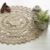 Bohemian carpet round jute 120 cm