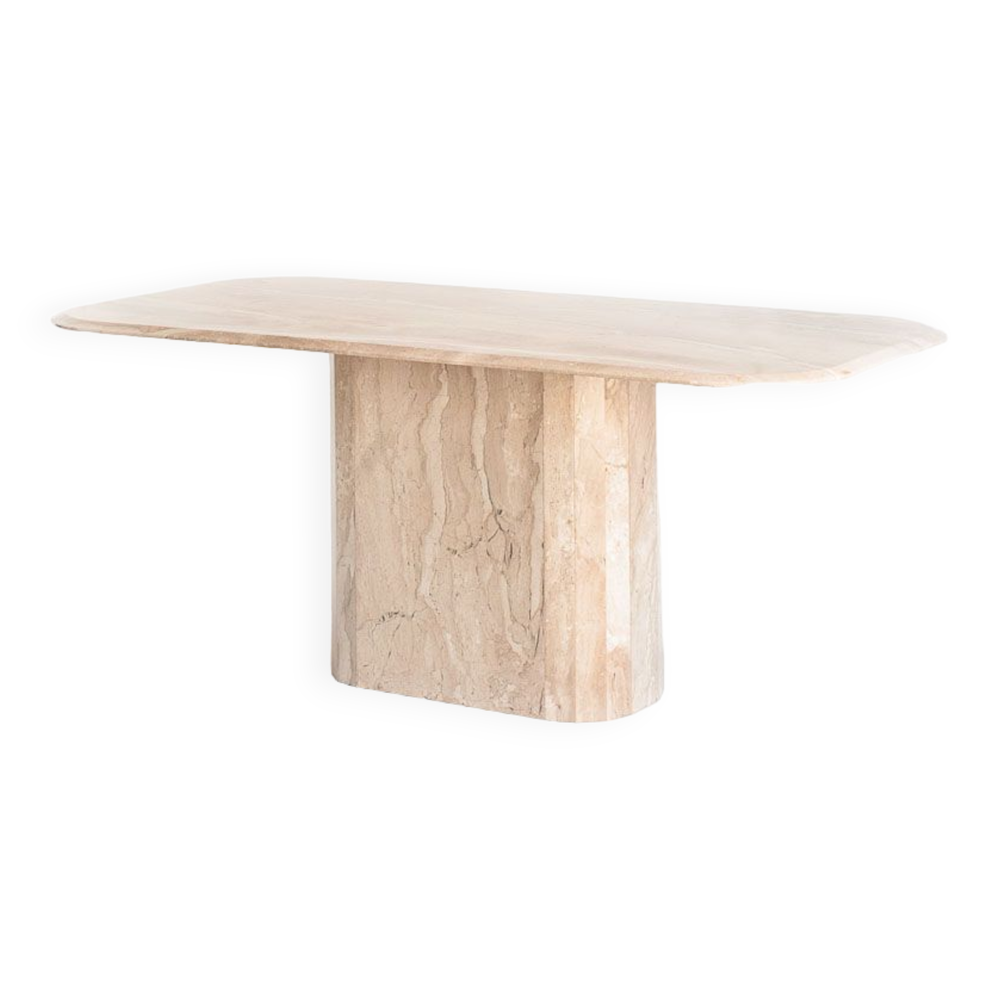 Vintage dining table. Travertine marble. Italy, 90s.