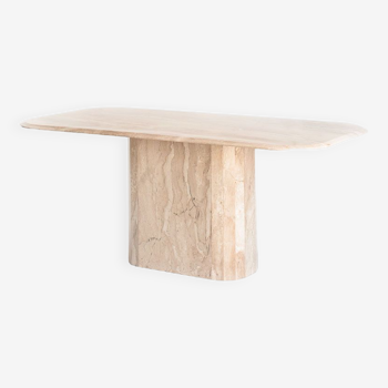Vintage dining table. Travertine marble. Italy, 90s.