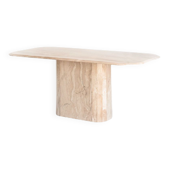 Vintage dining table. Travertine marble. Italy, 90s.