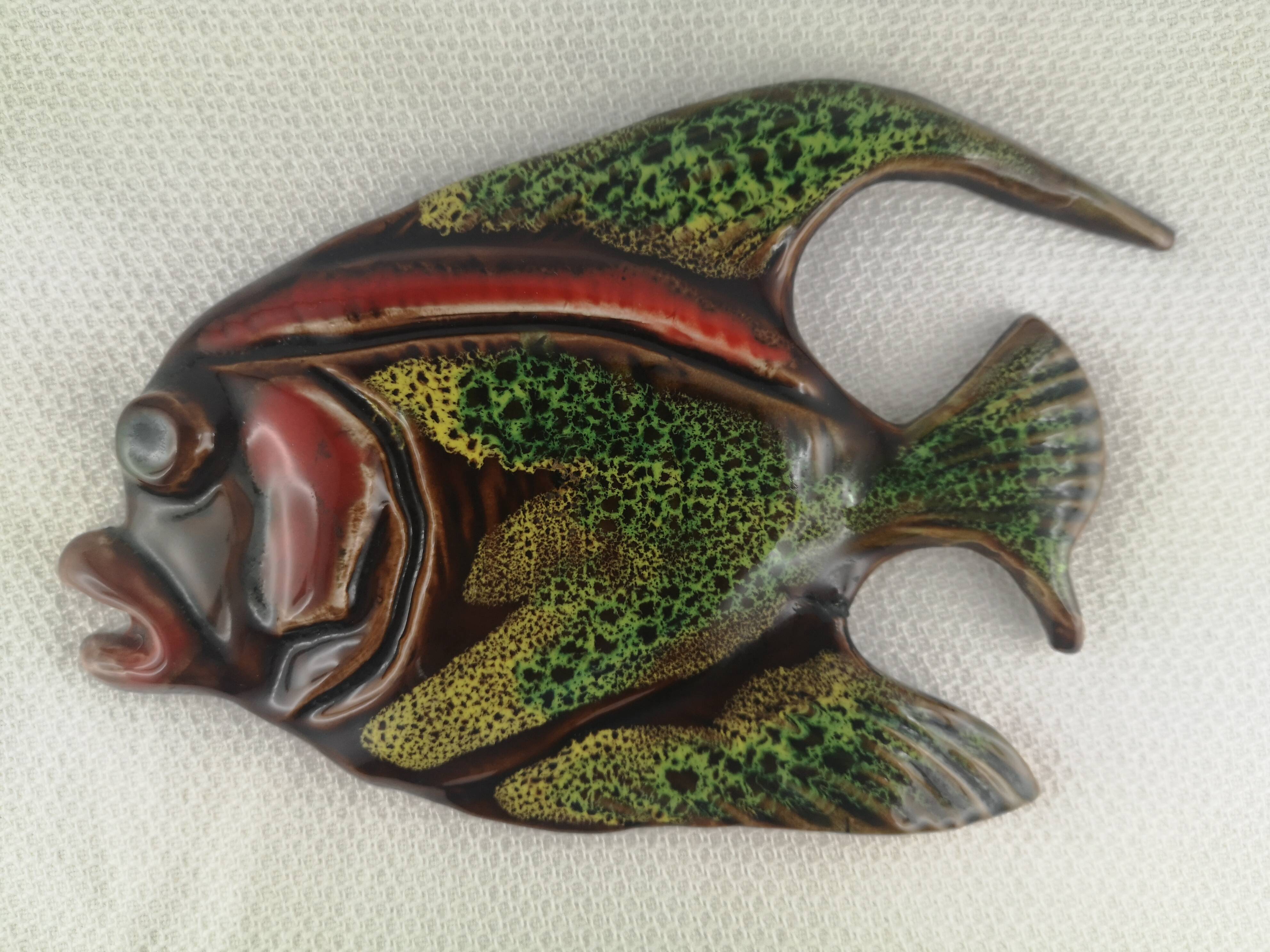 Handmade Vallauris ceramic fish wall decoration