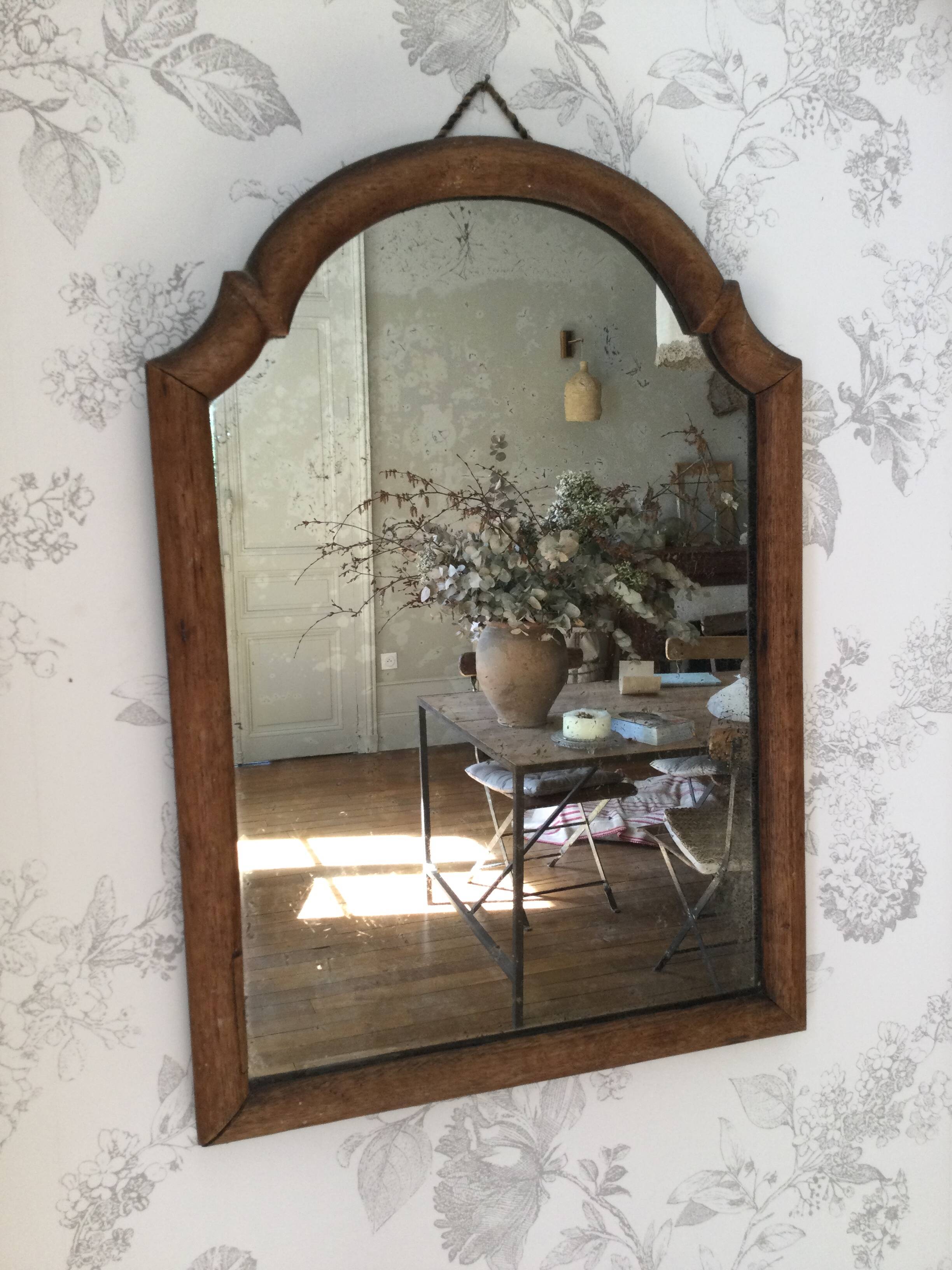 Antique tall round mirror