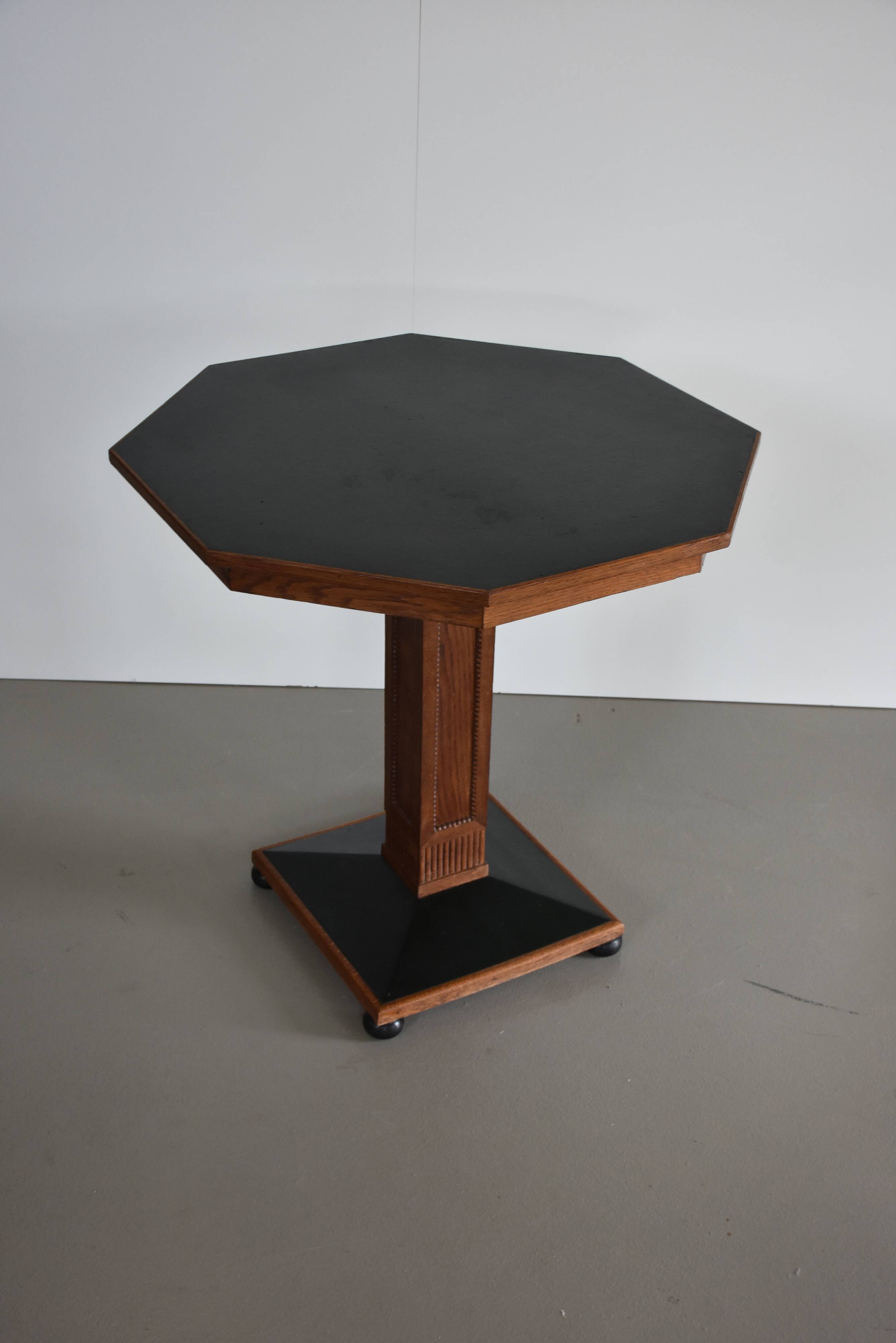 Antique octagonal oak table, 1920s