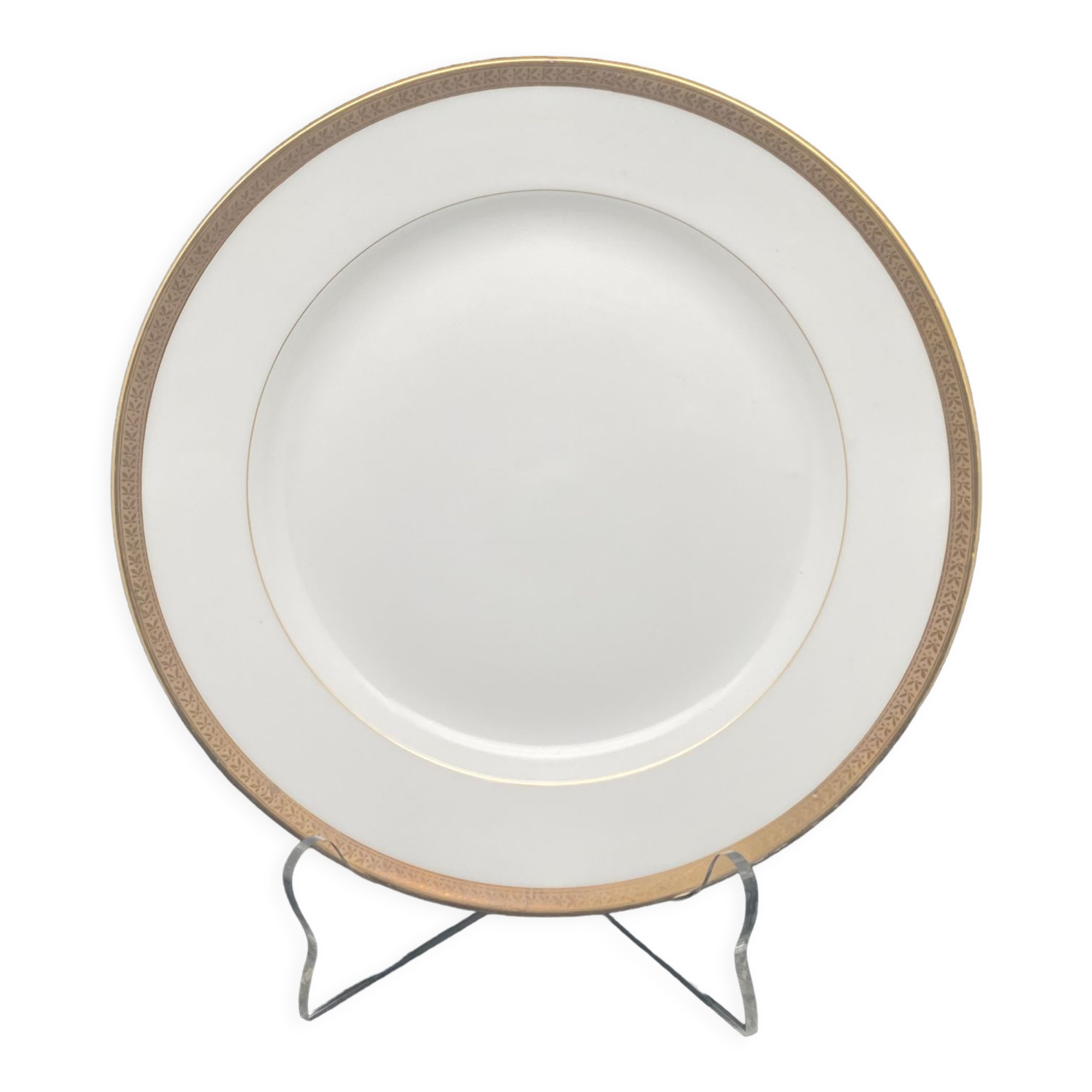 Round porcelain dish from Limoges golden tower