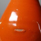Bright orange mid-century decorative bottle lamp base glazed pottery.