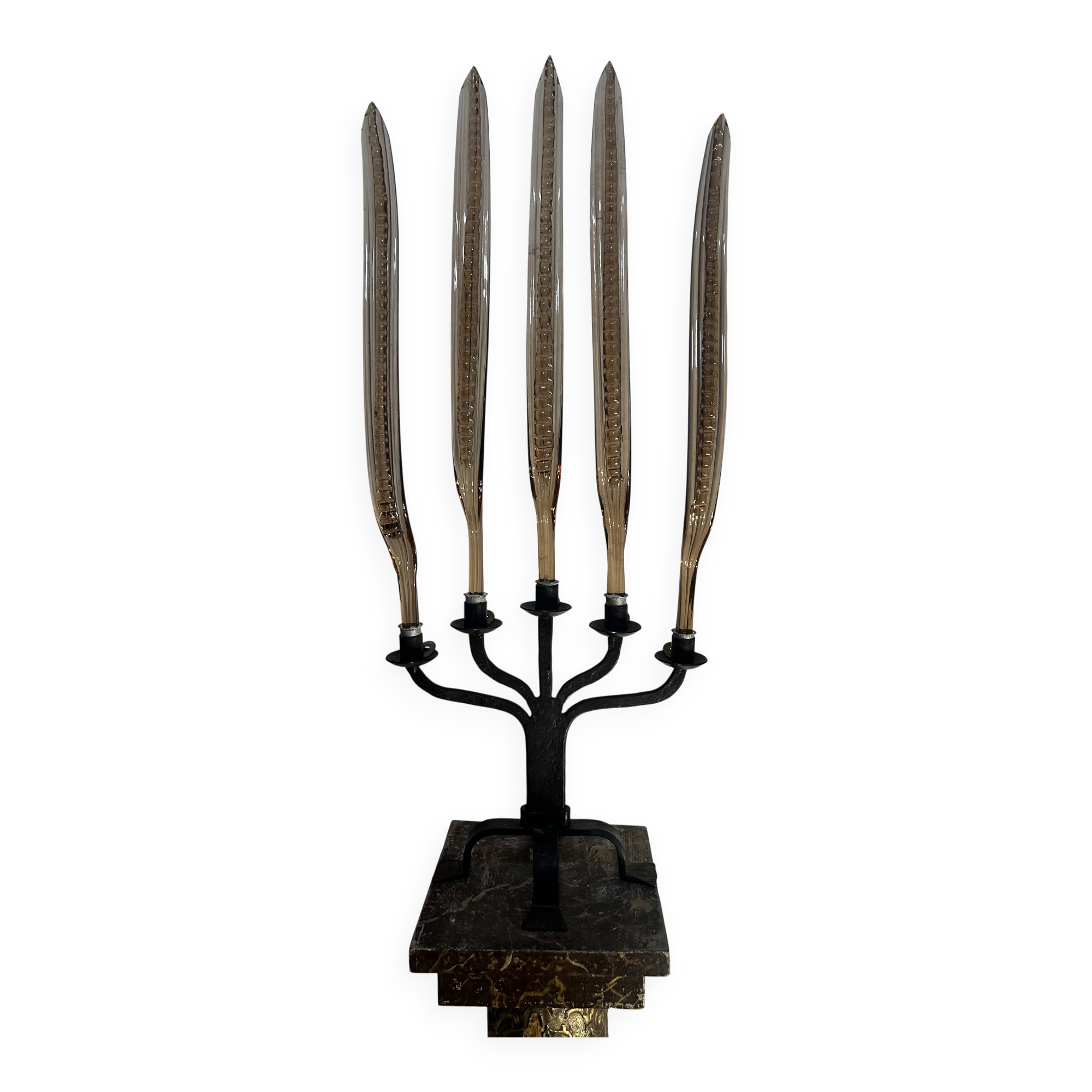 Metal candlestick, Murano glass ornament