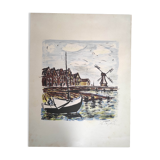 The port and the mill - painting by Édouard Righetti