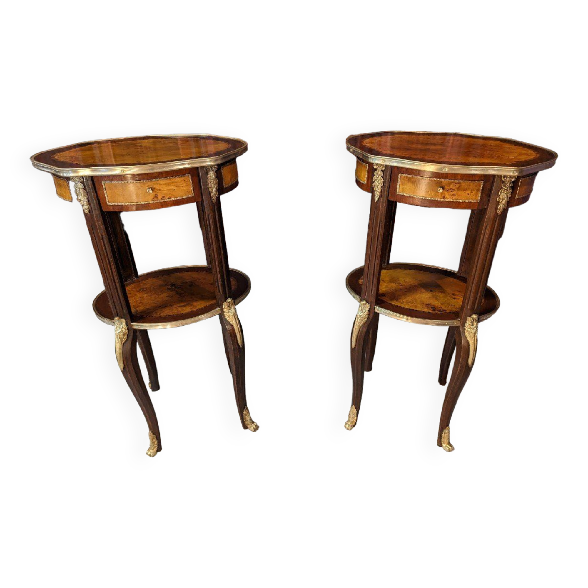 Pair of Louis XV style bedside tables in marquetry